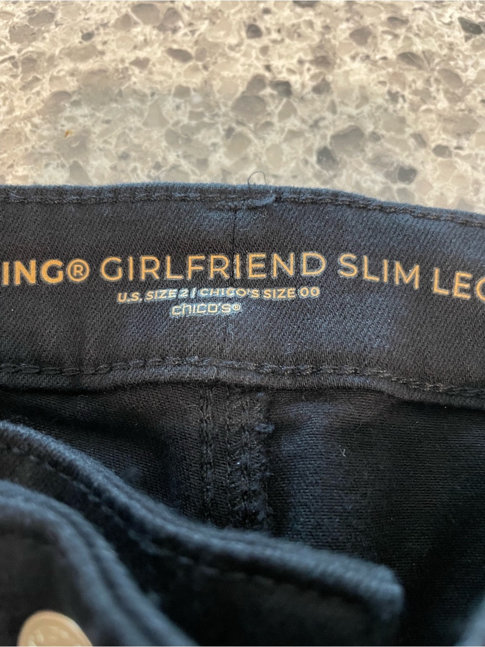Chico’s So Slimming Girlfriend Slim Leg Crop Black Pants Eyelash
& Eyelet Hems 2 - Picture 5 of 9